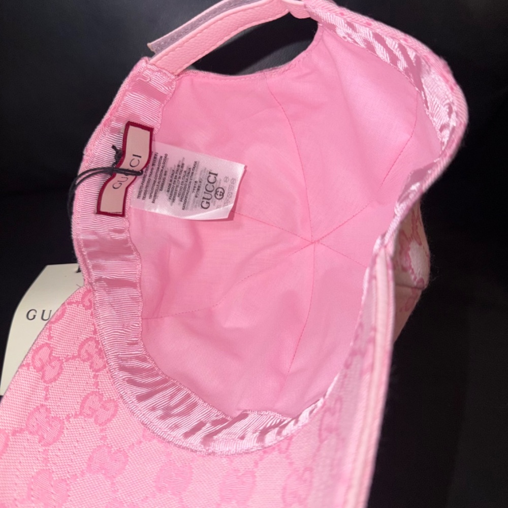 UNISEX GUCCI GG MONOGRAM CANVAS BASEBALL CAP PINK ADJUSTABLE HAT - Picture 5 of 6